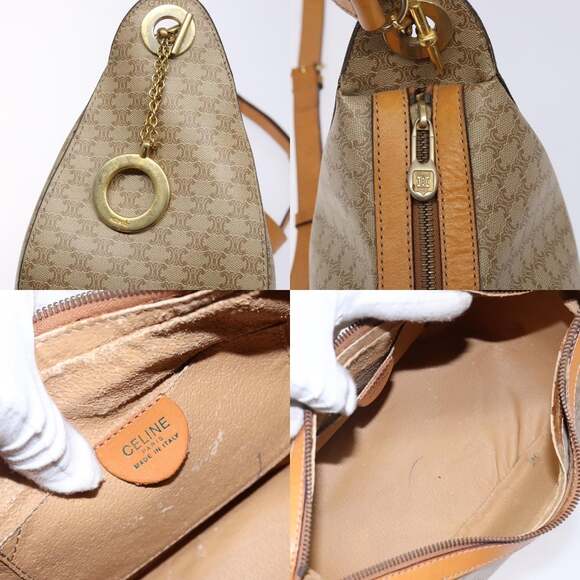 CELINE Macadam Canvas Shoulder Bag Pvc Beige Gold - Picture 11 of 13